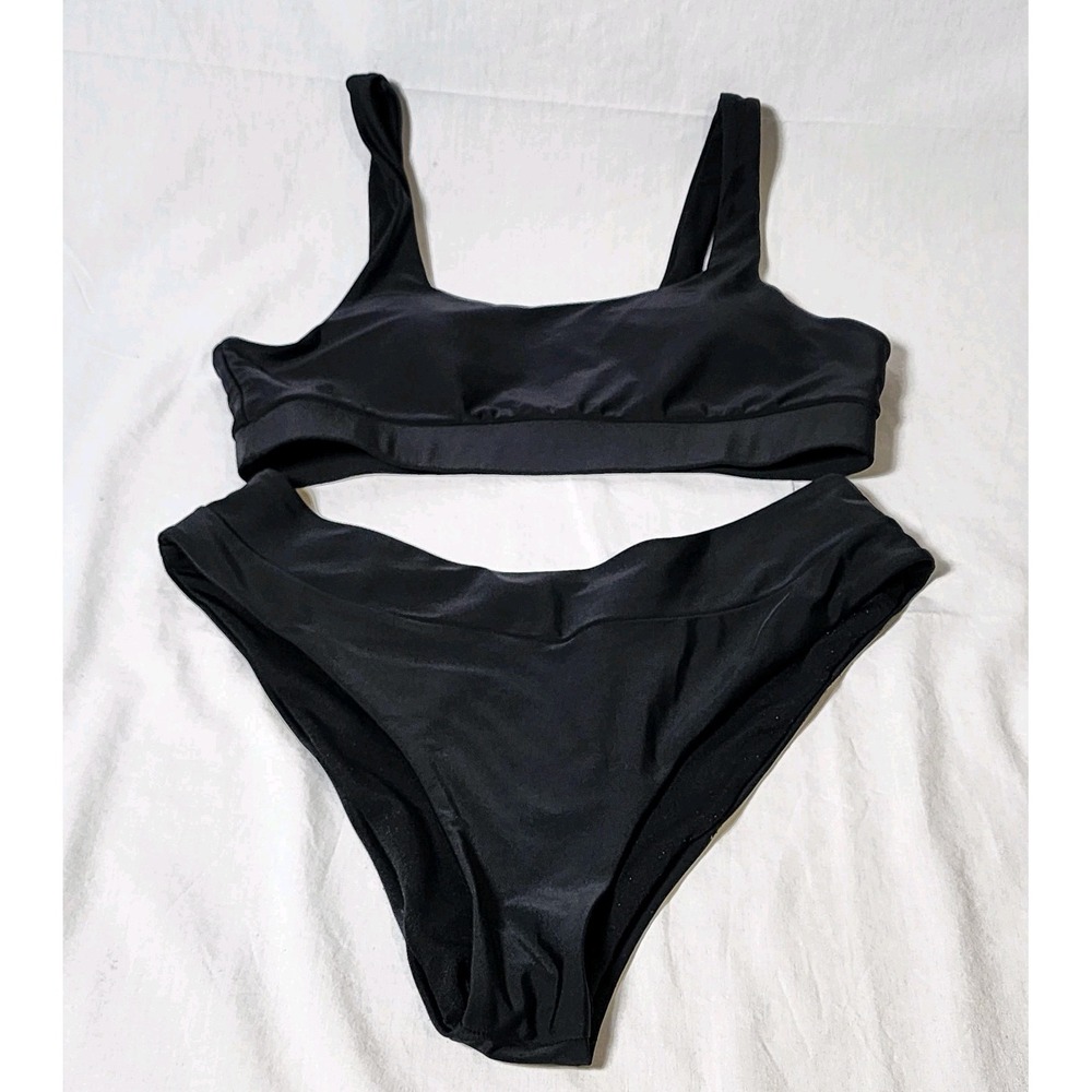 2 Piece Bikini Swimsuit Black Beachwear Large Unbranded Goth Poolwear
